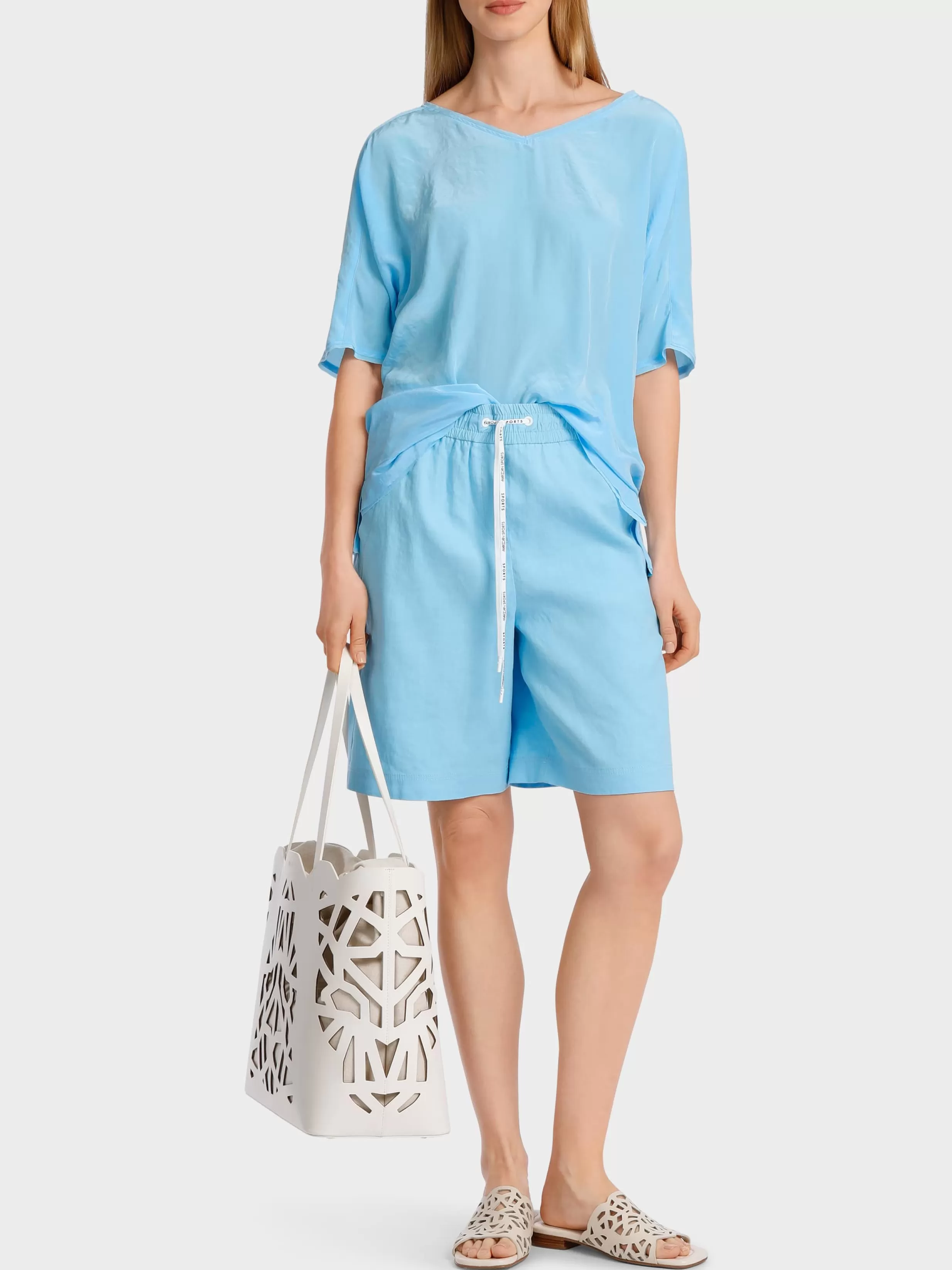 Online Marc Cain Unifarbene Schlupfbluse light turquoise