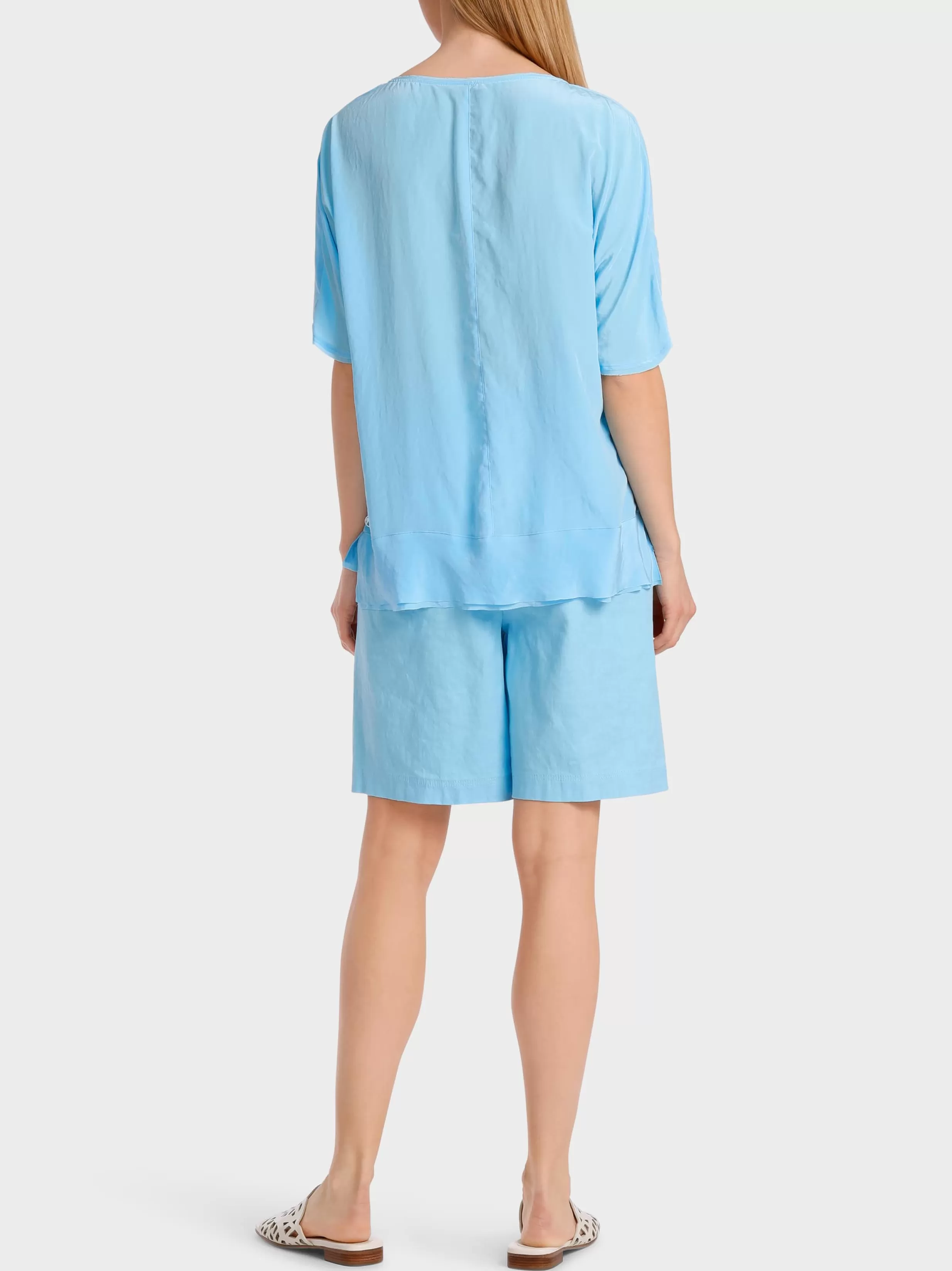 Online Marc Cain Unifarbene Schlupfbluse light turquoise