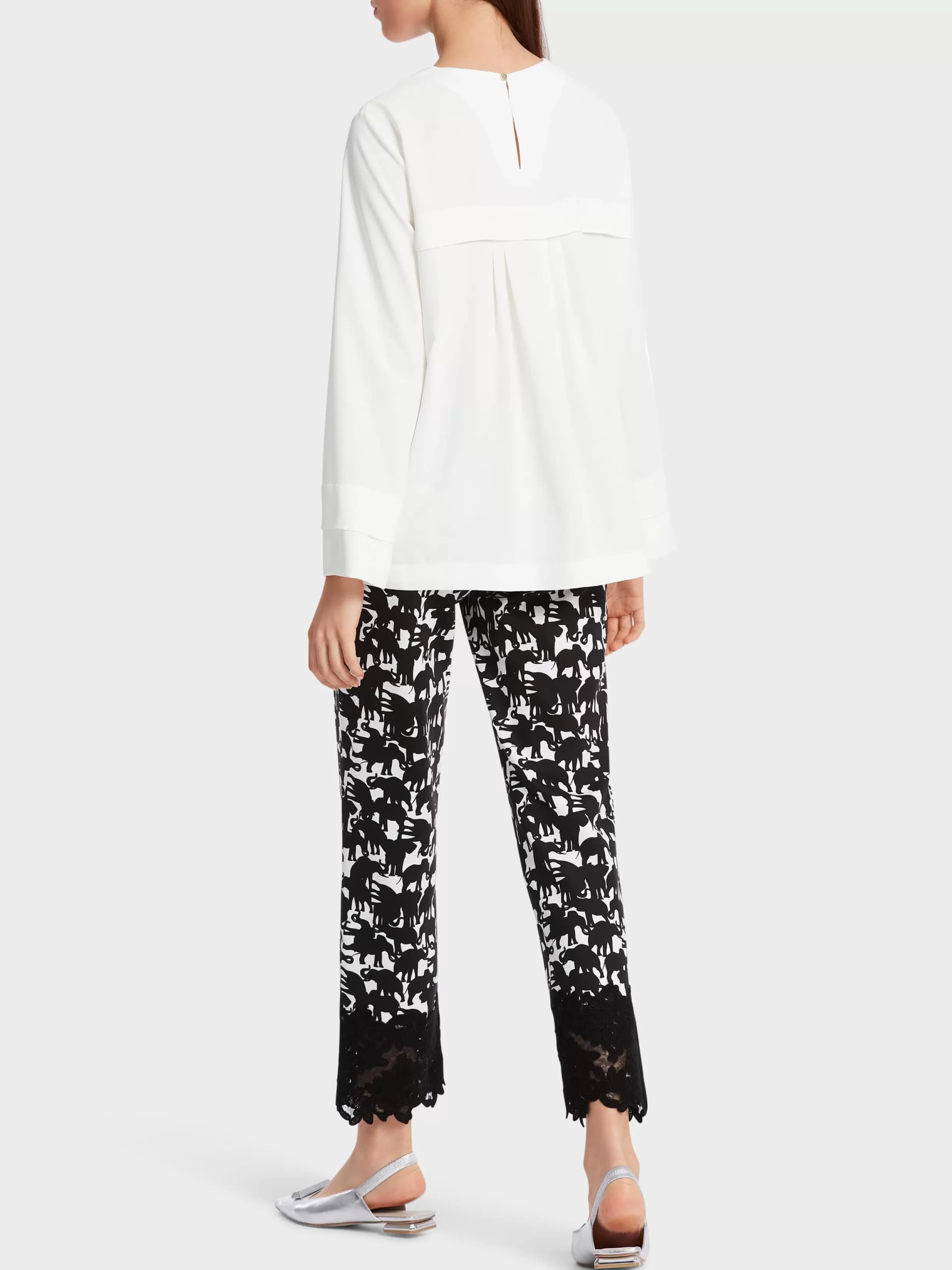 Clearance Marc Cain Weite Bluse mit Nackenverschluss off-white