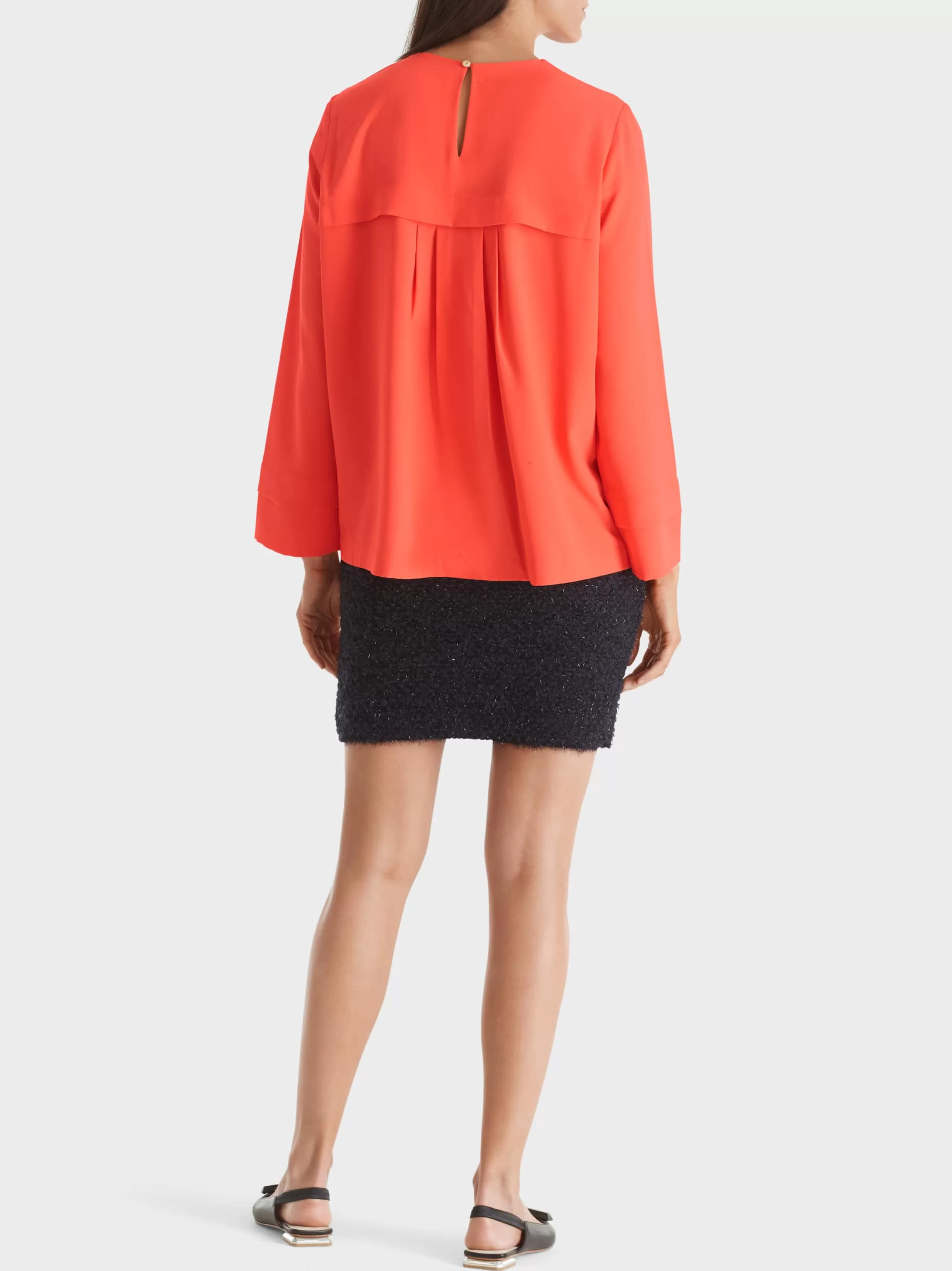 Fashion Marc Cain Weite Bluse mit Nackenverschluss bright tomato