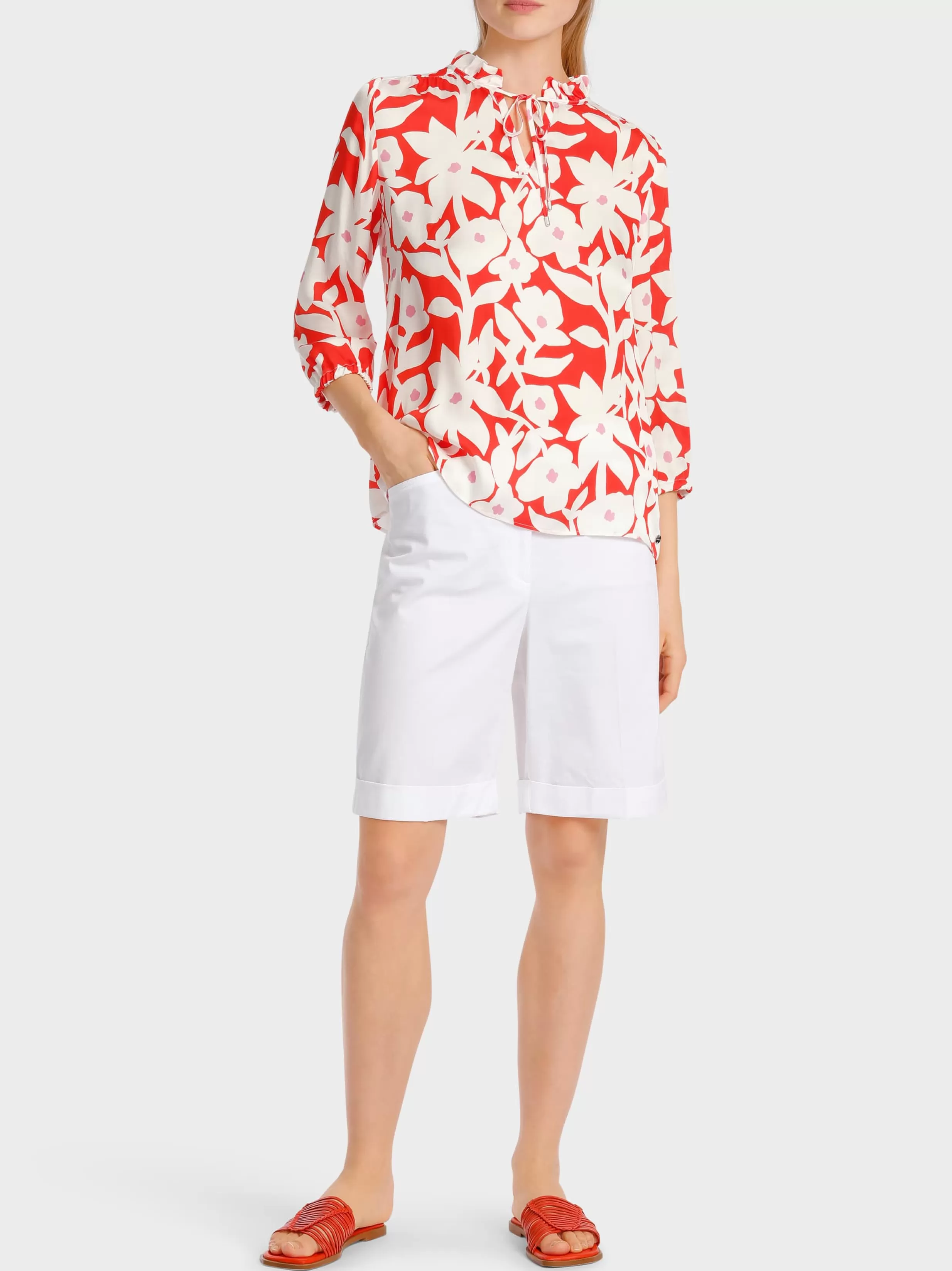 Flash Sale Marc Cain Weite Viskosebluse mit Alloverprint bright tomato