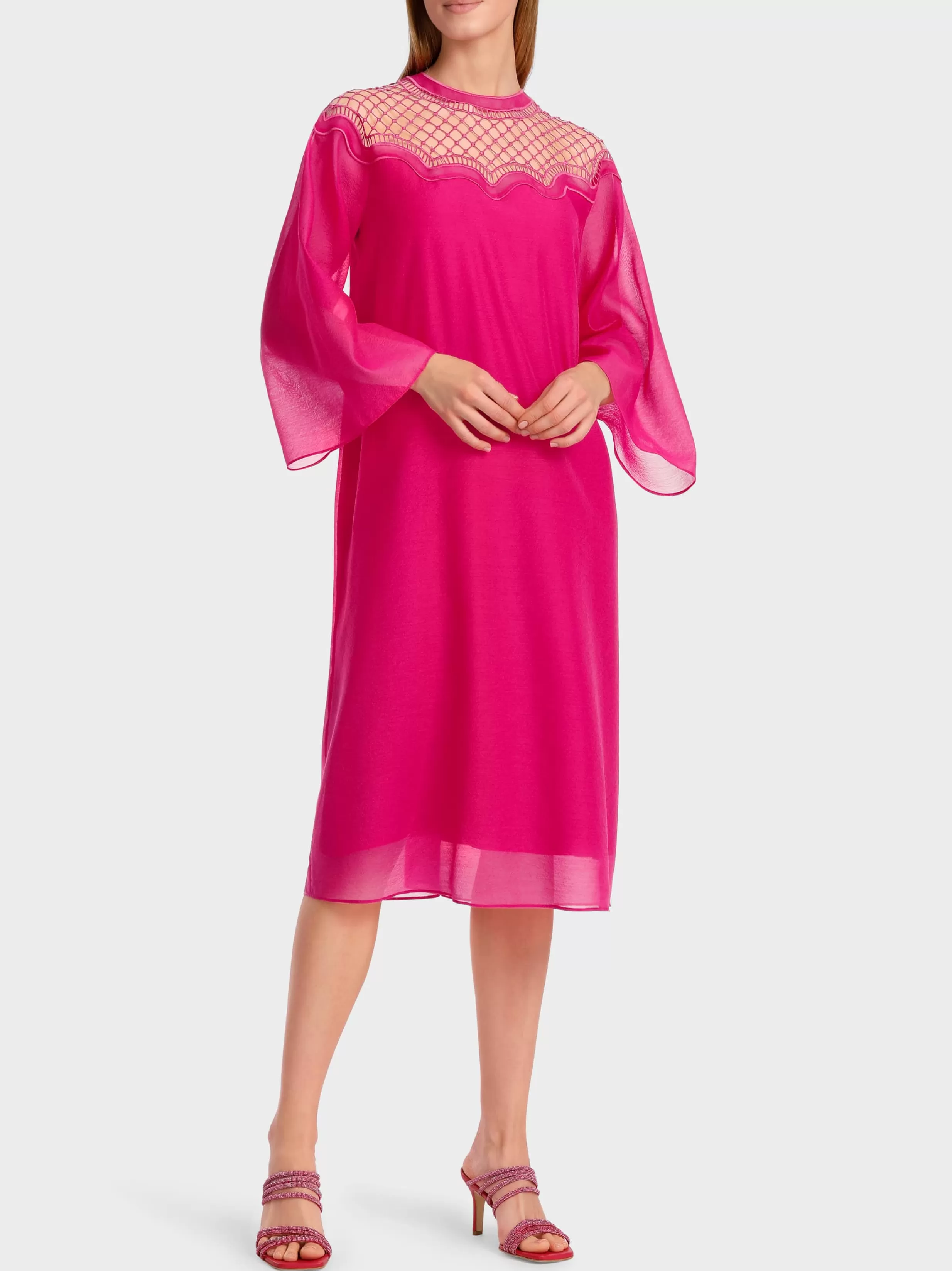 Discount Marc Cain Zartes Kleid mit Trompetenärmeln deep fuchsia